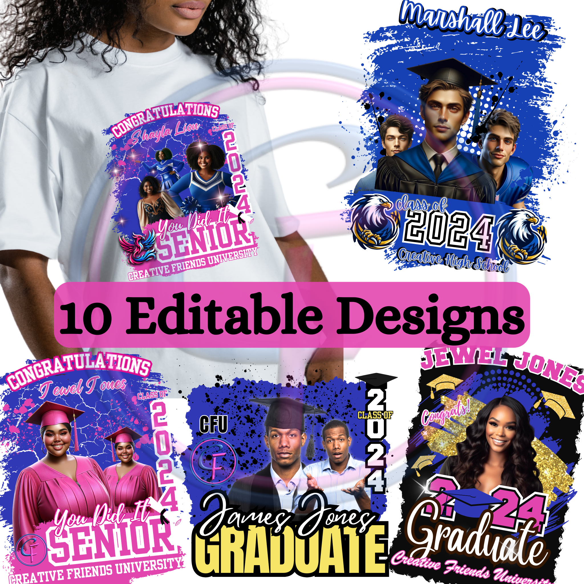 Graduation Design Edite Editable 10 Graduation Designs for Canva – Creative Friends
